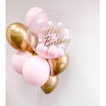 Набор из шаров с конфетти и баблс с золотым хром "ROSE" на день рождения (любая ваша надпись)