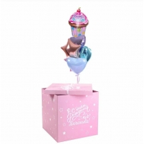 Коробка розовая с кексиком для девушки на день рождения