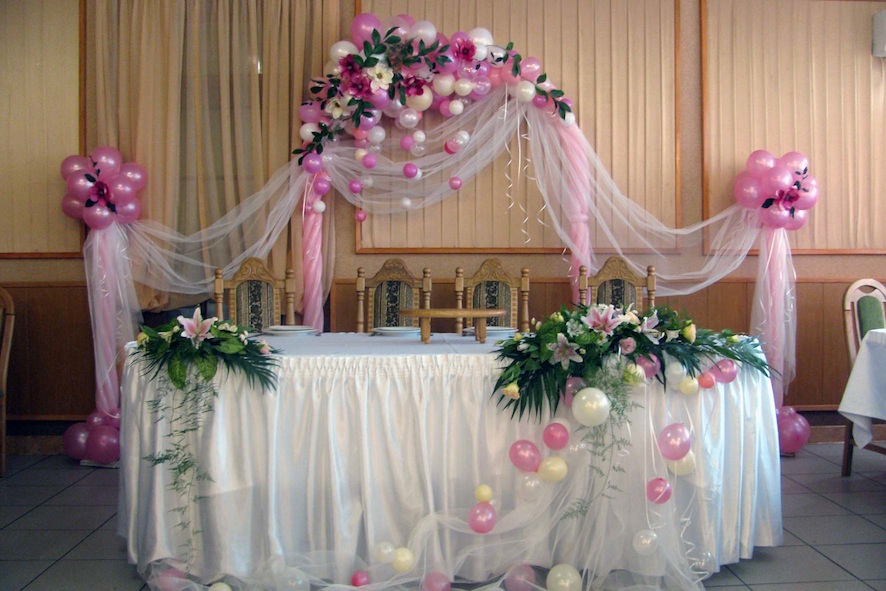 Оформление зала на свадьбу шарами