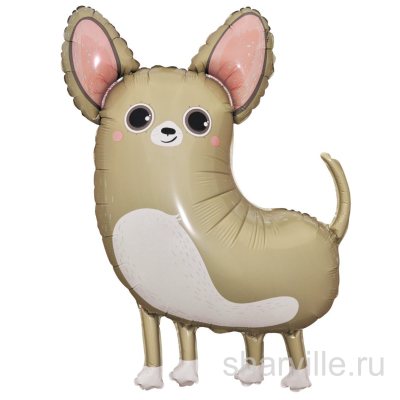 Шар-фигура собачка чихуахуа коричневая из фольги, 89 см