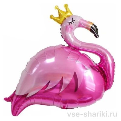 Фигура розового фламинго с золотой короной