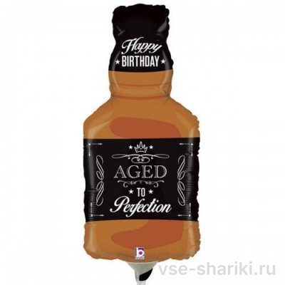 Фигура бутылки виски с надписью Happy Birthday на палочке