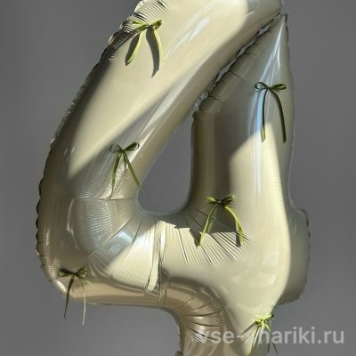 Шар-цифра с 12 атласными бантиками и двумя грузиками