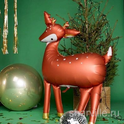 Объёмная фигура оленя из фольги для Нового года, коричневая, 96 см