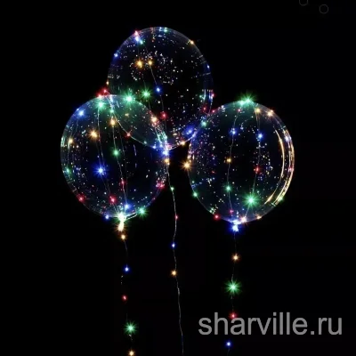 Шар Bubbles 55 см на прозрачной палочке со светодиодной нитью
