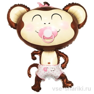 Фигура обезьянки с соской и розовым бантиком, 99 см