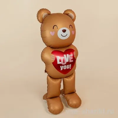 Фигура медведя 155 см с красным сердцем Love you
