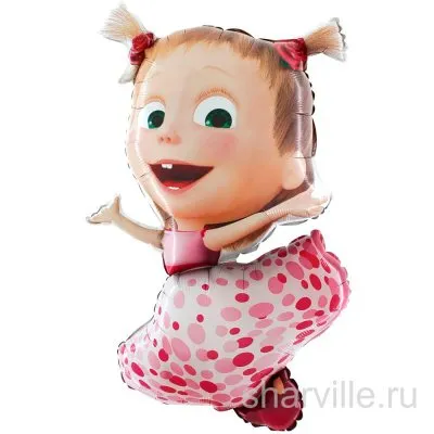 Летящая Маша в розовом платье в горошек, фольгированная фигура 104 см