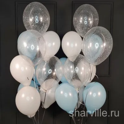 Нежный фонтан из 10 шаров: 7 пастельных ассорти и 3 с конфетти