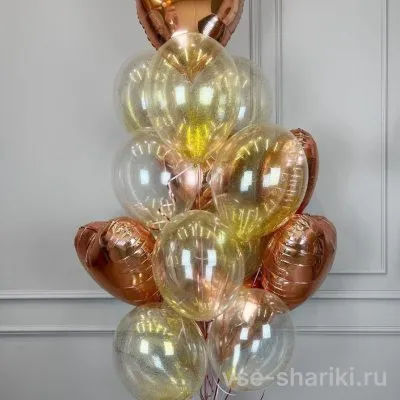 Фонтан с шестью сердцами и девятью шарами с конфетти
