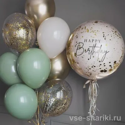Набор в мятно-белой гамме с шаром дабл стафф и надписью