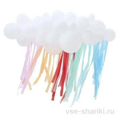 Гирлянда-облако из белых шаров под потолок, около 2,5 м