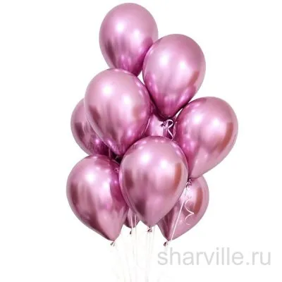 Розовый хромированный шар 30 см, зеркальный блеск для связок и букетов