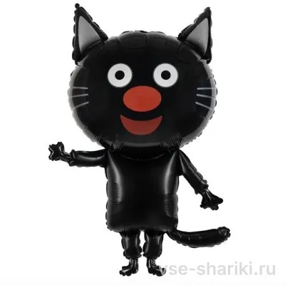 Фигура чёрного котёнка Сажика с поднятой лапкой, 104 см