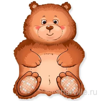 Шар-фигура коричневого медвежонка из фольги с гелием, 80 см