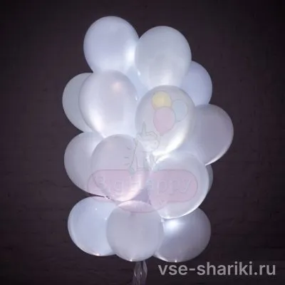Шар-огонёк белый с гелием для свадебного вечера, 30 см