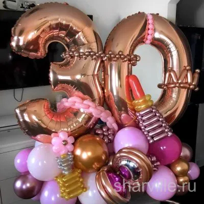 Напольная композиция около 150 см в розовом и фуксии на 30 лет девушке
