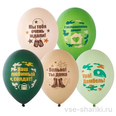 Шар на дембель с армейскими надписями на выбор, 30 см