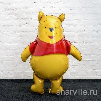 Медвежонок Винни-Пух в жёлтом цвете, ходячий фольгированный шар 94×69 см