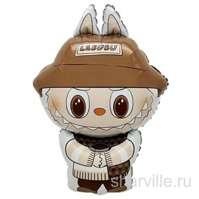 Фольгированный Лабубу коричневого цвета с длинными ушками, 76 см