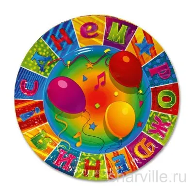 Бумажные тарелки с мозаикой из шаров и конфетти, 17 см, 6 штук