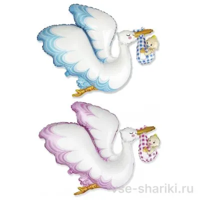 Фигура аиста с малышом в клюве, 80 на 96 см