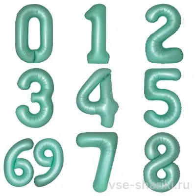Шар-цифра цвета тиффани с гелием, высота 90 см