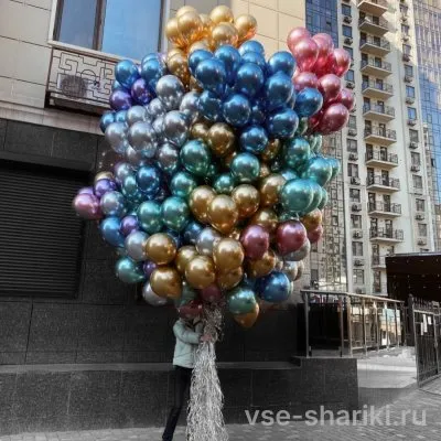 Салют из зеркальных хром-шаров 30 см с гелием