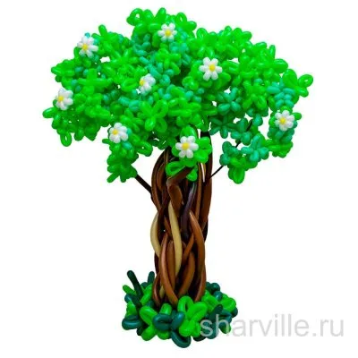 Сказочное ажурное дерево из шаров: 15 плетёных веток и тонкий ствол-цепочка