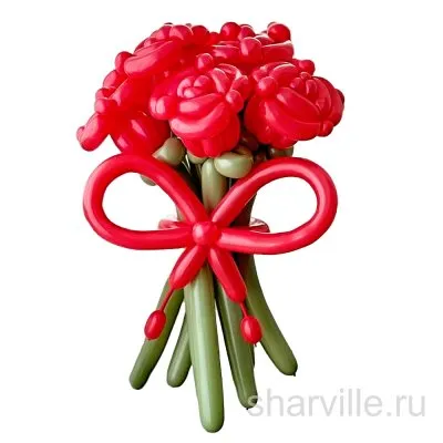 Букет из 9 красных роз из шаров с алым бантом, сюрприз для любимой девушки