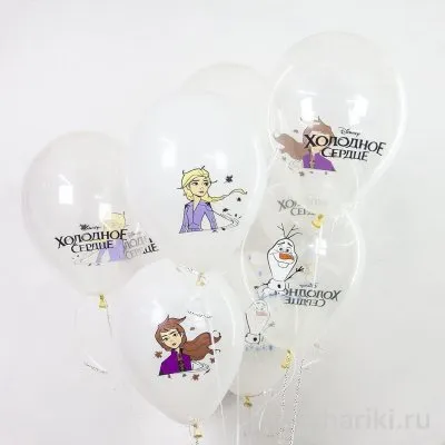 Шар прозрачный с Эльзой, Анной и Олафом, 30 см