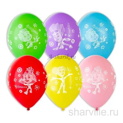 Шар 30 см с рисунками-комиксами о человечках Фиксиках, пастельная серия