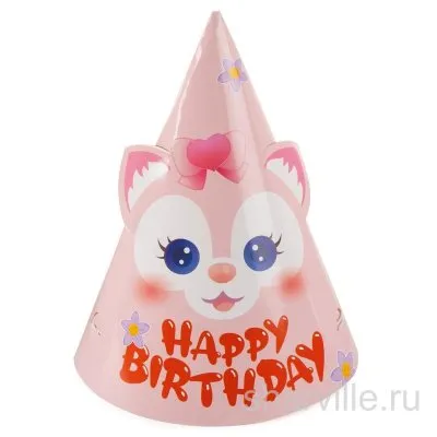 Набор из 6 колпачков с розовым лисёнком и надписью Happy Birthday
