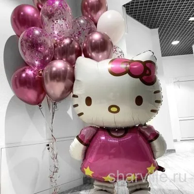 Набор: ходячая фигура Hello Kitty 137 см и два фонтана по 10 шаров