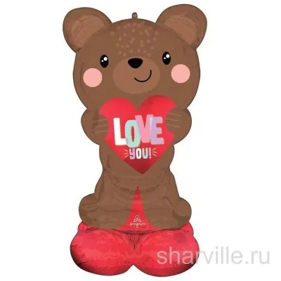 Медвежонок с сердцем «Love You», ходячий шар для признания в любви, 124 см