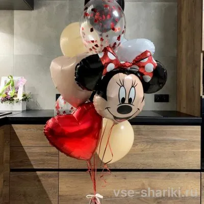 Фонтан на детский праздник с Минни Маус и сердцами