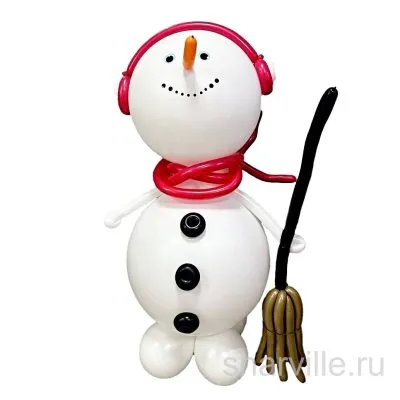 Фигура снеговика из белых шаров ростом 2 м для новогоднего декора