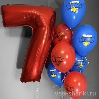 Фонтан из семи шаров Brawl Stars с красной цифрой