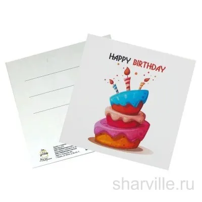 Лаконичная открытка «Happy Birthday» с поздравлением на английском языке