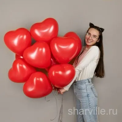 Красное сердце 30 см на гелии: шарик для признания в любви