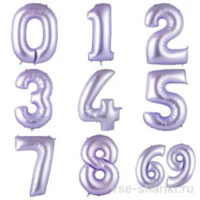 Шар-цифра нежно-лавандовый 90 см, любая на выбор