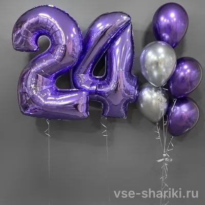 Композиция из двух цифр и хрома в фиолетово-серебристой гамме