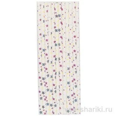 Трубочки из цветной бумаги с единорогами, 12 штук