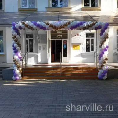 Арка в белом, золотом и сиреневом цвете для входа, 1 погонный метр