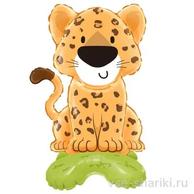 Фигура пятнистого леопарда на подставке-травке, 61 см