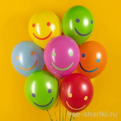 Шар со смайликом в насыщенном цвете, 35 см