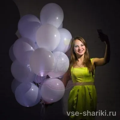 Шар со светодиодом белого цвета, 30 см, с гелием