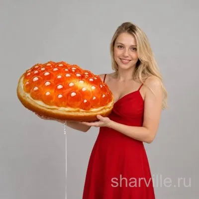 Шар-бутерброд с маслом и красной икрой из фольги, 66 см