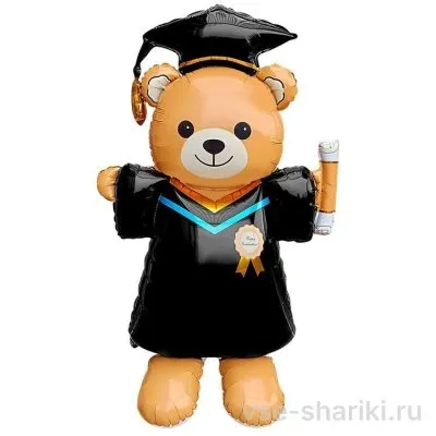 Шар-мишка выпускник в чёрной мантии, сатиновый, 155 см