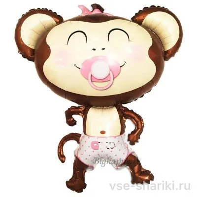 Фигура обезьянки с соской и розовым бантиком, 99 см